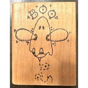 Limited Edition Wood Mounted Rubber Stamp - Bumblebee Ghost Design